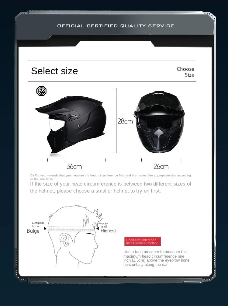 ORZ Street Fighter Combination Helmet Motorcycle Helmet Men's and Women's Retro Full Helmet Four Seasons Detachable DOT