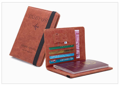 Women Men Travel Passport Holder Cover Case RFID PU Leather Credit ID Card Holder Case Ticket Protective Wallet
