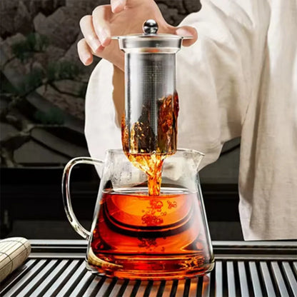 A76X-Heat Glass Teapot With Stainless Steel Tea Stra Flower Kettle Teawareiner Infuser Set Puer Oolong Pot