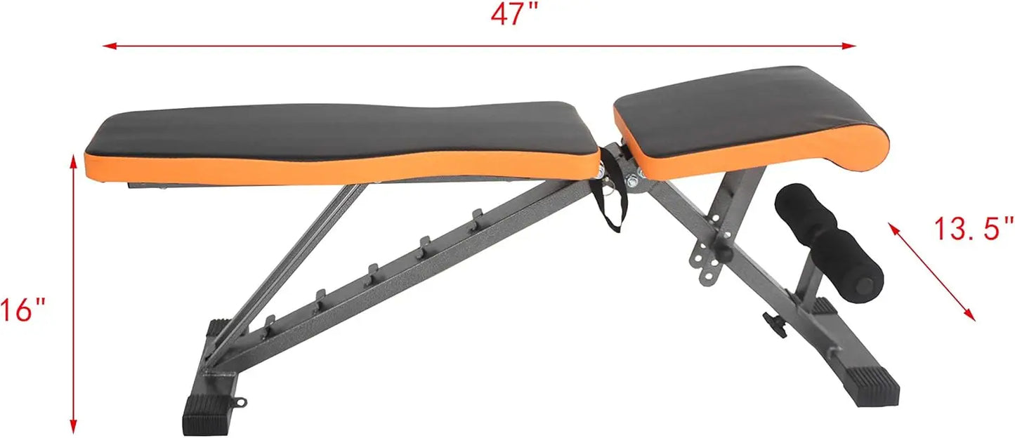 450 LBS Capacity Weight Bench Adjustable Training Bench for Full Body Workout for Home Gym Dumbbell Exercise 15201