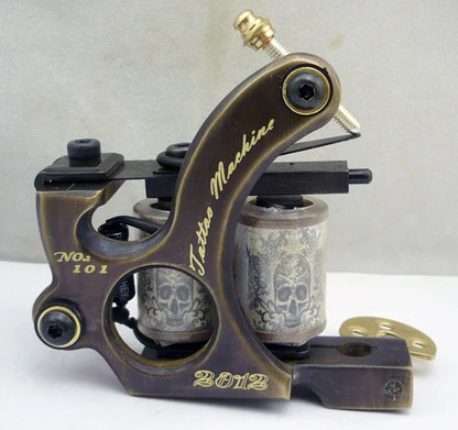 Professional Copper Tattoo Machine 10 Wraps Coils Frame Liner Shader Tattoo Gun Permanent Makeup Body Art Tatto Equipment