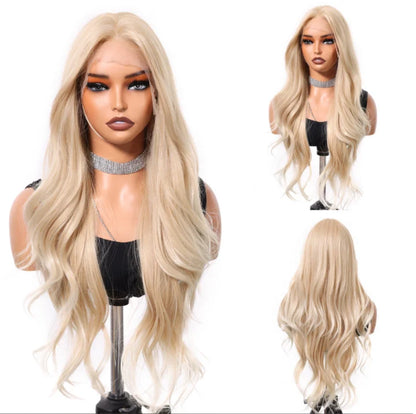 EASIHAIR Long Wavy HD Lace Front Synthetic Wigs for Women Natural Wave Blonde Wigs With Dark Roots 13*6 Lace Wigs Heat Resistant