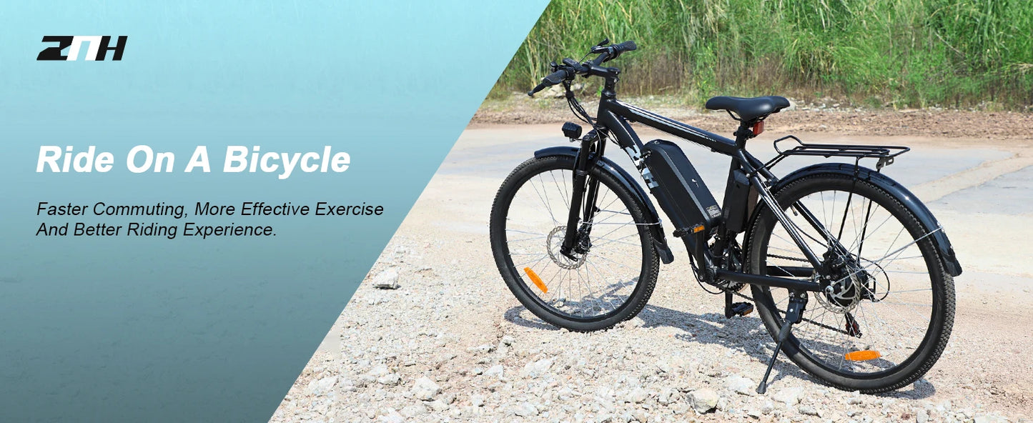 500W Peak Motor Electric Bicycle for Adults,26'' Fat Tire Electric Bike,374.4Wh/10Ah Battery,21-Speed E-bike