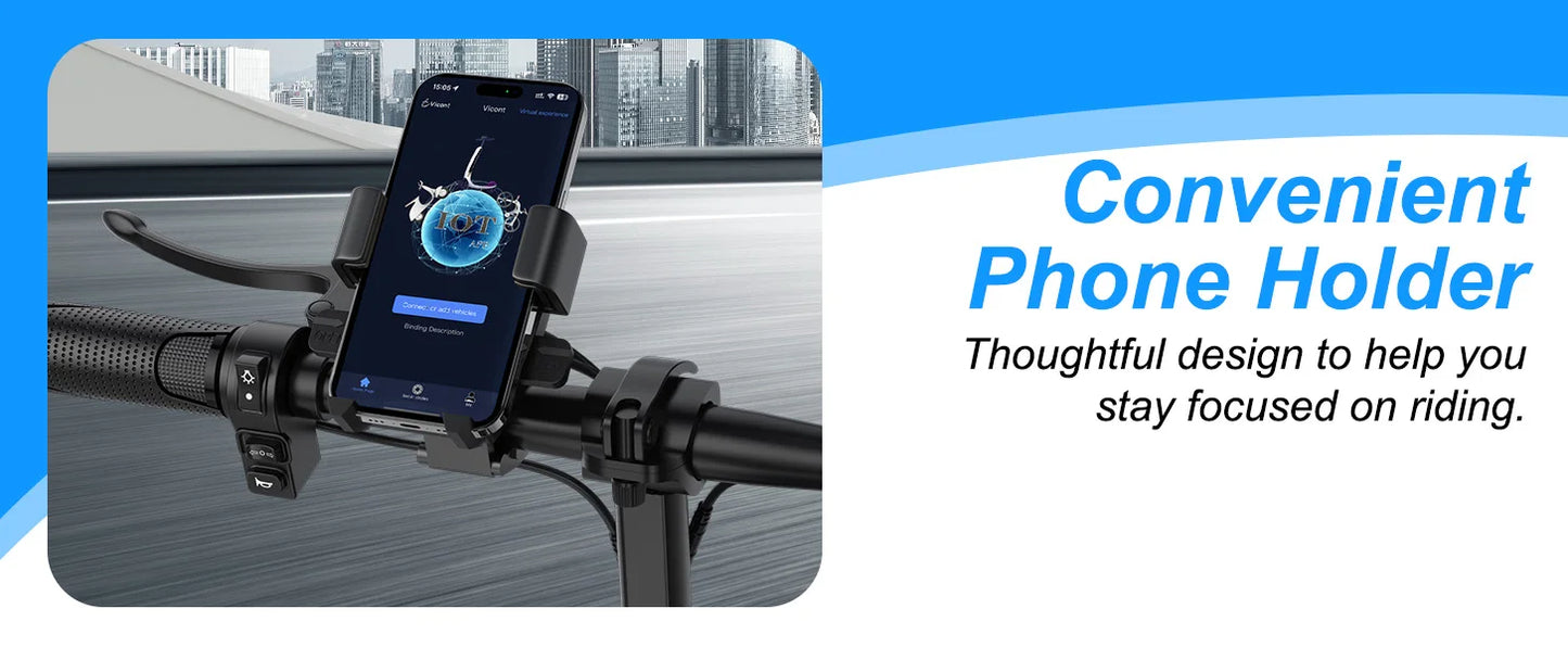 PORORO 14inch Electric Bicycle 10.5AH Battery 28Miles Max Range 22MPH Max Speed Shock Absorption Foldable E Scooter with Seat