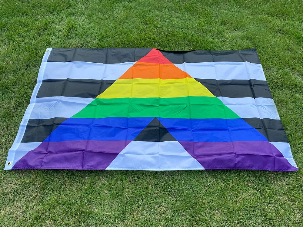 Aerlxemrbrae Rainbow Flag 150X90CM Banner Polyester Grommets LGBT Rainbow Pride Gay Straight Ally Flag
