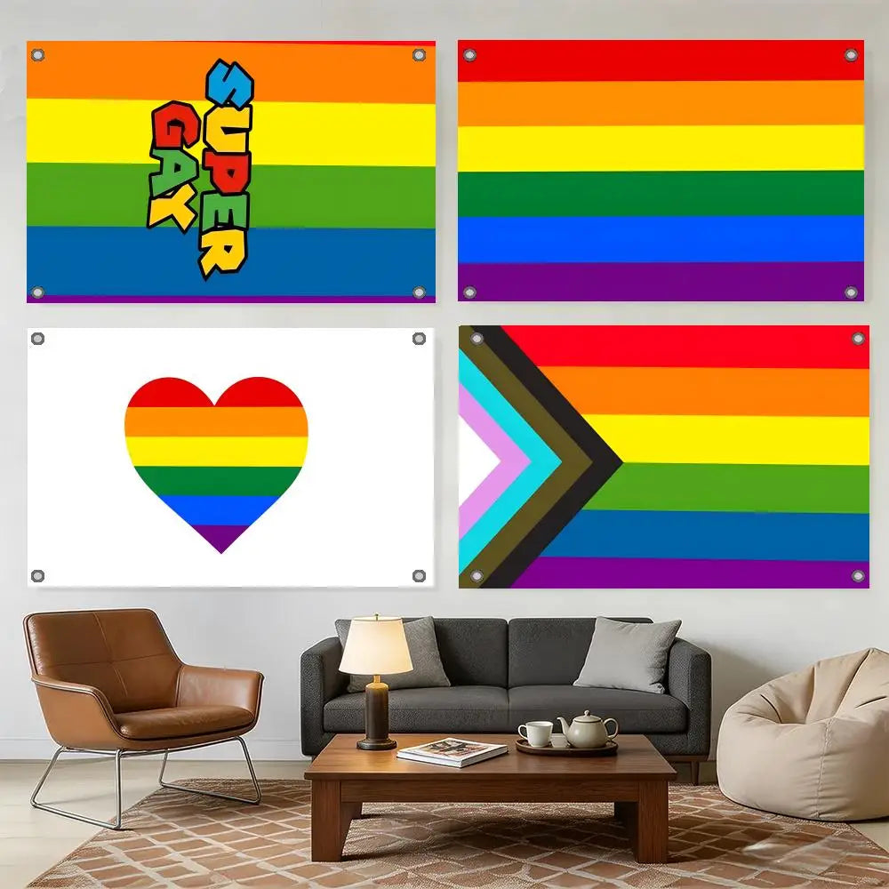 L-LGBT Gay Rainbow Pride Flags Home Yard & Garden Decor Banner - Indoor Outdoor Wall Hanging Flag