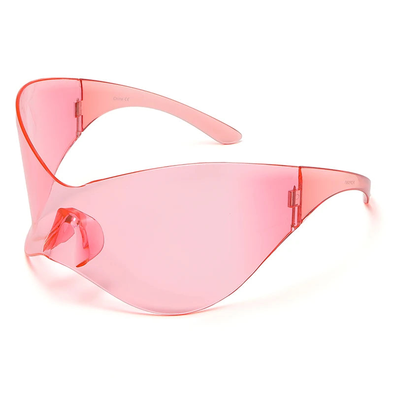 Protective Glasses New Oversized Y2K Punk Rimless Sunglasses Women Men Brand Designer Hip Hop Sport One Piece Sun Glasses Shades