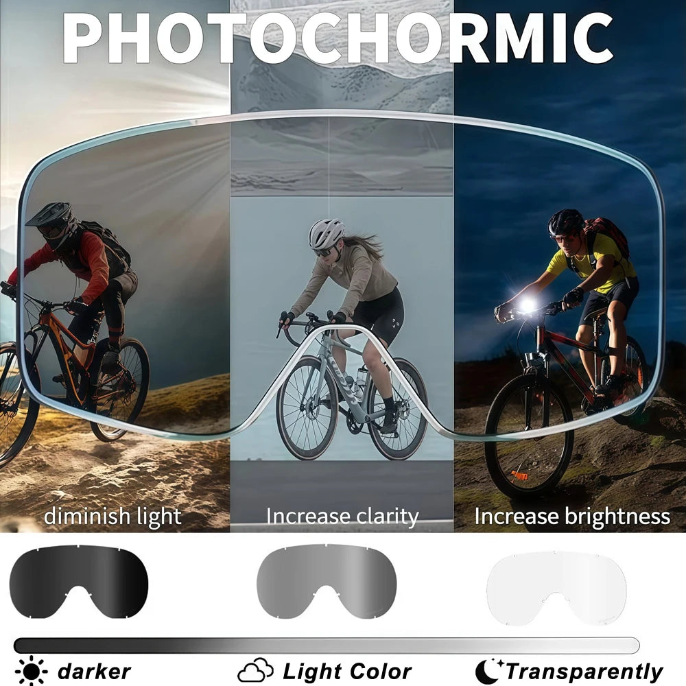 Vintage Motorcycle Goggles Over Glasses Photochromic UV400 Dirt Bike Goggles for Men Women Dual-Cycle Defogging Racing Glasses