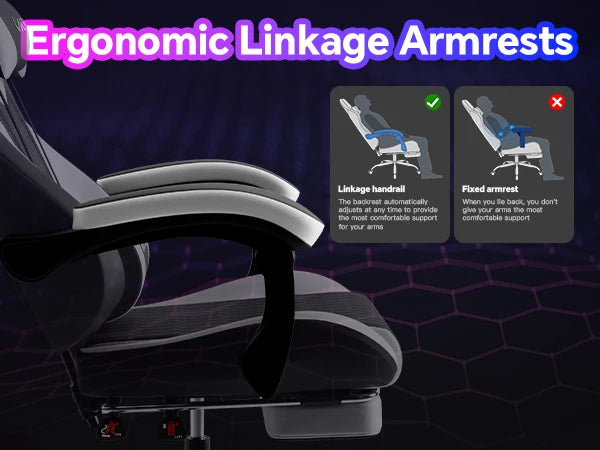 WOTSTA Gaming Chair with Footrest Gaming Chairs PVC Leather Ergonomic Gamer Chair with Adjustable Headrest Lumbar Support