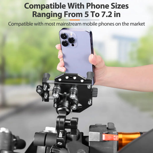 Motorcycle Phone Holder Universal Aluminum Alloy Shock-Absorbing Motos Handlebar Navigation Bracket 360° Rotary Adjustable Stand