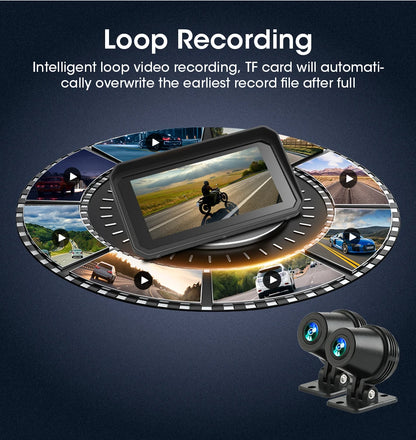 JMCQ Portable 6.25 inch Motorcycle GPS Navigation IPX7 Waterproof Wireless CarPlay Android Auto Drive Recorder Support 4K DVR