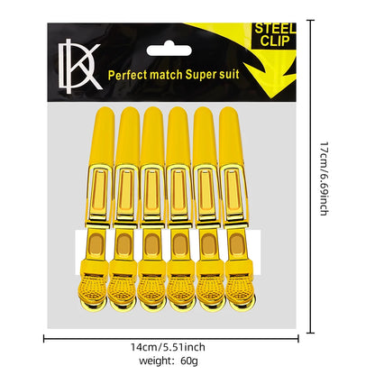 6pcs Crocodile Clip Plating Professional Hairdressing Perm Positioning Non-slip Clip Durable Portable Barber Shop Styling Tools