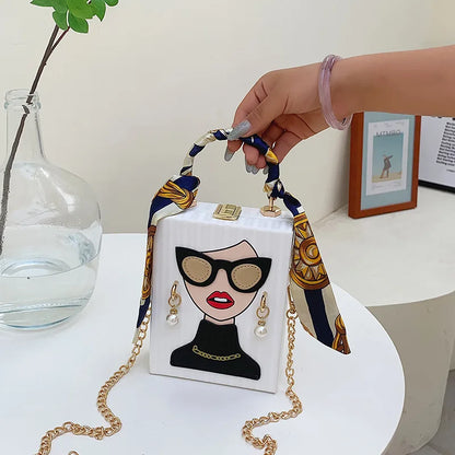 Evening Bags for Women 2023 New Fashionable Leather Shoulder Bag Woman Hard High Quality Hip Hop Party Luxury Designer Handbag