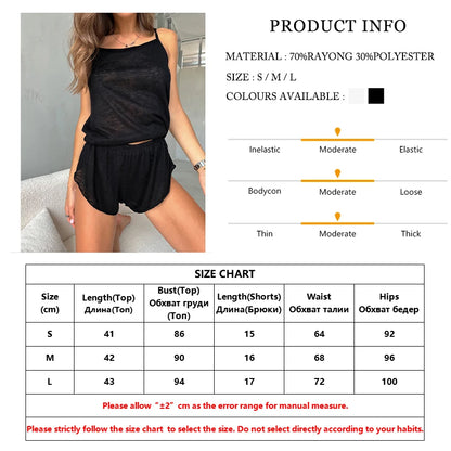 Marthaqiqi Loose Ladies Sleepwear 2 Piece Set Spaghetti Strap Pajamas Tank Tops Nightgowns Shorts Causal Female Nightwear Suits