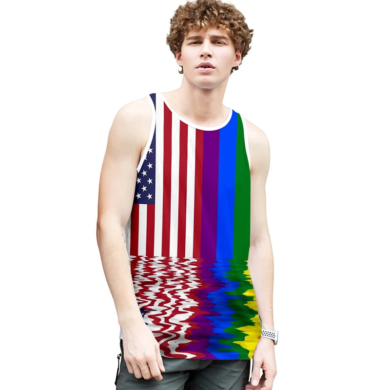 Fashion LGBT Love men tank top LGBT Flag fitness sleeveless shirt Lesbian Gay summer vest LGBT pride tank tops Men's clothing