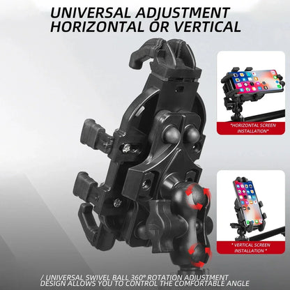 Shock Absorption Phone Holder for Motorcycle Bike Stable Anti-shake 360° Rotation Adjustment Moto Handlebar GPS Navigation Brack