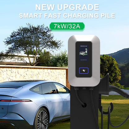 32A EV Charging Station 7KW 1Phase Electric Vehicle Charger Type2 EVSE Wallbox IEC62196-2 EV Charge Type 2 with 5M Cable