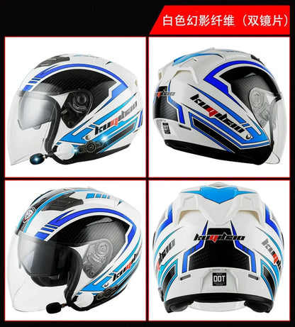 HOT DOT Approved Open Face 3/4 Motorcycle Helmet with Build-In Bluetooth Headset Earphone and Detachable Liner for honda