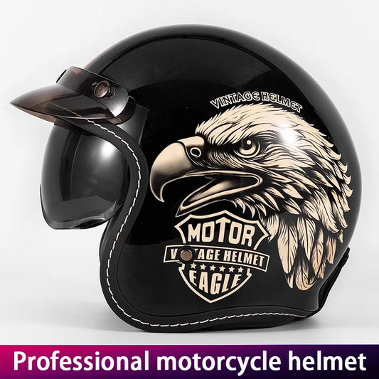 Unisex Retro Three-Quarter Motorcycle Helmet for All Seasons Universal Half Helmet Vintage Style Cruising Motorcycle Headgear
