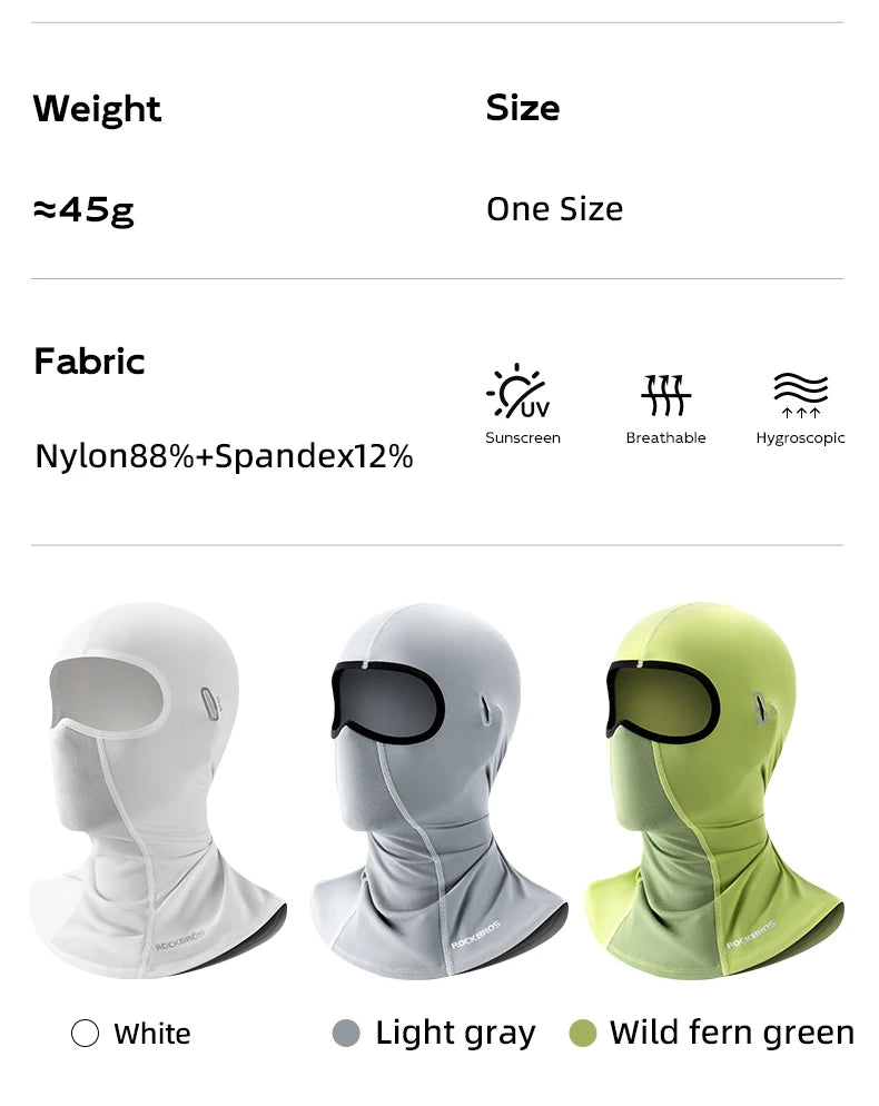 ROCKBROS Ice Silk Cycling Face Mask Cover Summer Breathable Cool Sports Bike Balaclava Anti-UV Cap Riding Headgear Cycling Masks