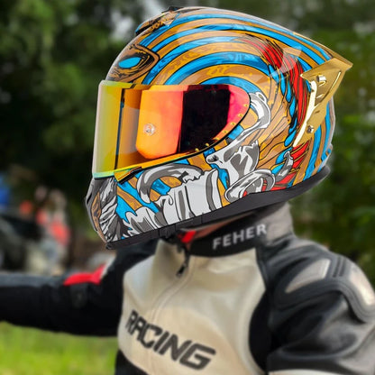 SOMAN ECE Motorcycle Helmet Adjustable Double Lenses Full Face Helmet Motocross Head Protection Anti-Fall Biker Motorbike Helmet