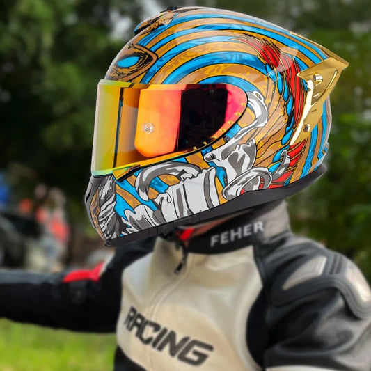 SOMAN ECE Motorcycle Helmet Adjustable Double Lenses Full Face Helmet Motocross Head Protection Anti-Fall Biker Motorbike Helmet