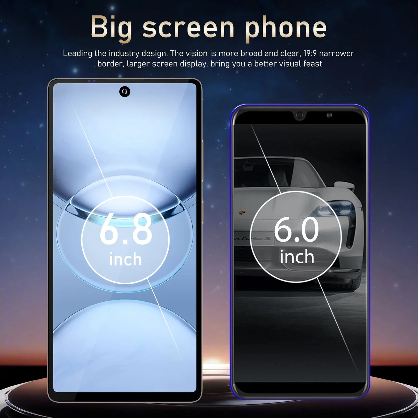 FUFFI Global Vision X26 Pro Max Smartphone Android 12 8GB RAM 512GB ROM 6.8 Inch Phone 1920x1080HD 48MP 5G Network Mobile Phones