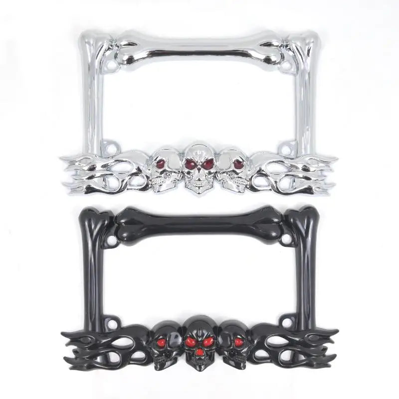 Skull Head Plastic Sport License Plate Frame For Motorcycle Scooters Skull Head Accessory Decoration