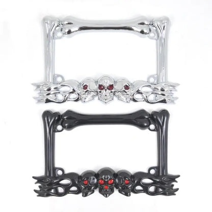 Skull Head Plastic Sport License Plate Frame For Motorcycle Scooters Skull Head Accessory Decoration