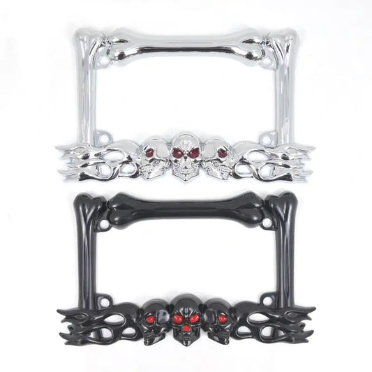 Skull Head Plastic Sport License Plate Frame For Motorcycle Scooters Skull Head Accessory Decoration