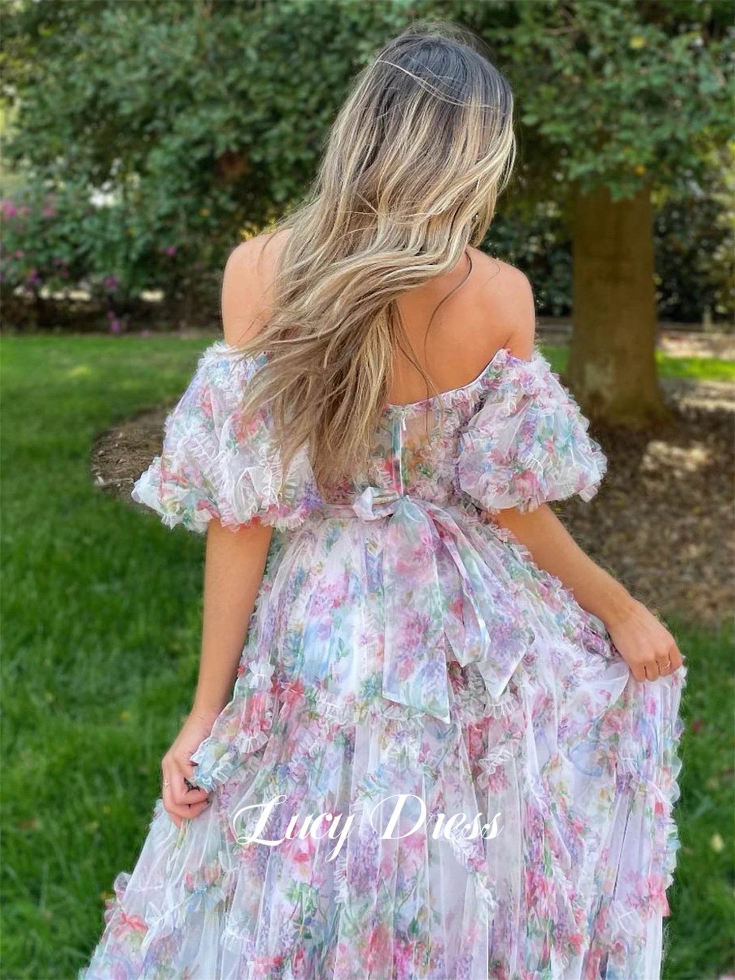 Lucy Prom Dress Floral Mesh Graduation Gown Party Luxury Dresses evening dress woman party dresses Womens dresses Customized