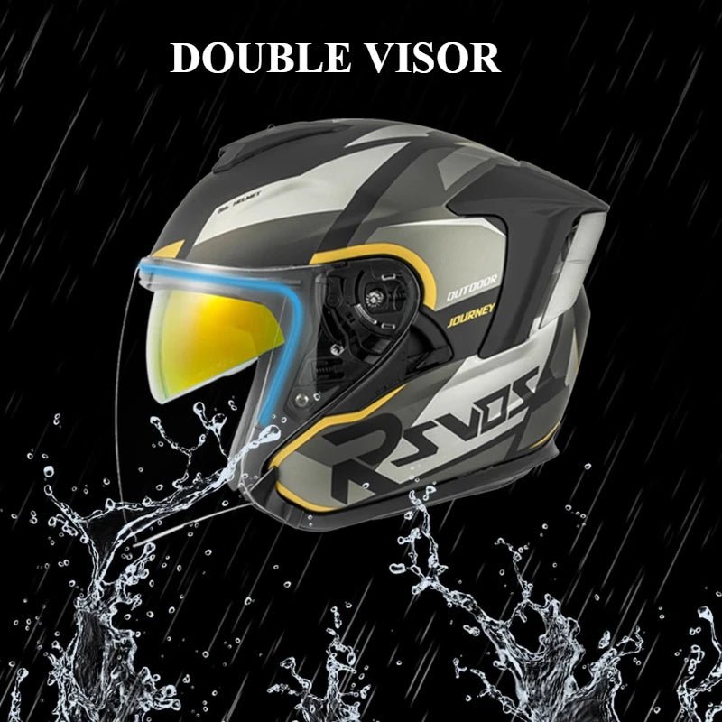 RSV DOT Motorcycle Helmet Double Visor 3/4 Half Helmets Scooter Casco Moto for Men Women Capacete Motorcycle Street Bike Gear