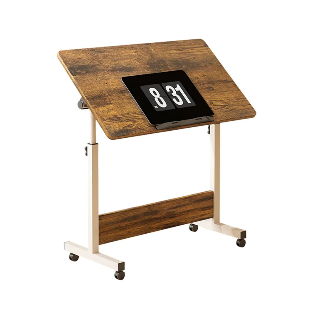 Small Standing Rable Adjustable Height Mobile Stand Up Desk With Wheels, Home Office Computer Workstations, 80x40cm Tabletop