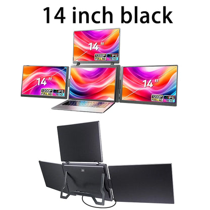 Triple Screen Portable LCD Backlit Monitor FHD Display Secondary Screen Connected to Notebook with 1 Cable Sub Screen Extender
