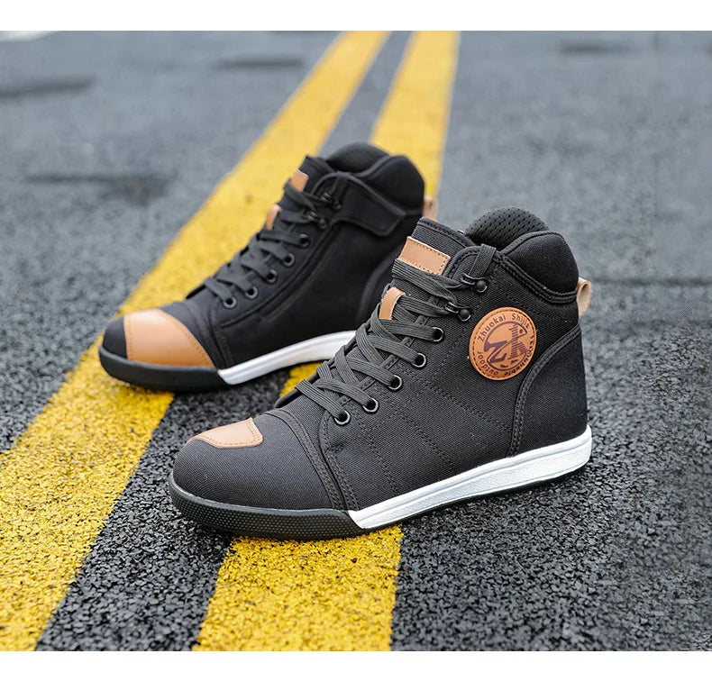 Motorcycle Shoes Men Riding Boots Casual Flat Shoes Anti-collision Toe Heel Protection Outdoor Cycling Motobike Sports Sneakers