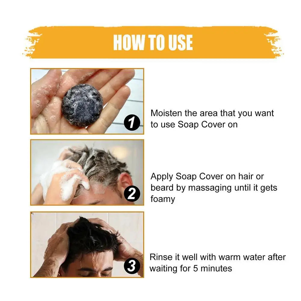 Hair Darkening Shampoo Bar Soap Anti Dandruff Deep Beautiful Black Cleansing Nourishment Hair Improve Gray White Men