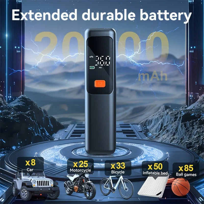 Wireless Portable 150PSI Tire Inflator Electric Air Pump Rechargeable Digital Pressure Gauge Auto Shutoff LED Light for Car Bike