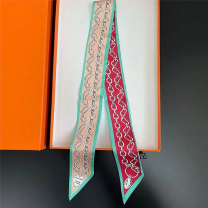 Luxury Brand Horse Bag Scarf 2024 New Design Womens Silk Scarf Fashion Head Scarf Headwear Long Skinny Scarves Bag Accessories