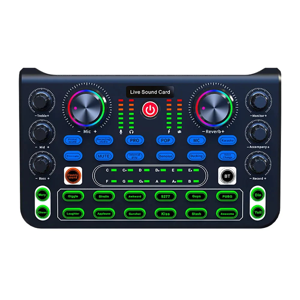 X60 Sound Mixer Board Live Sound Card for Live Streaming Voice Changer Sound Card with Effects Audio Mixer