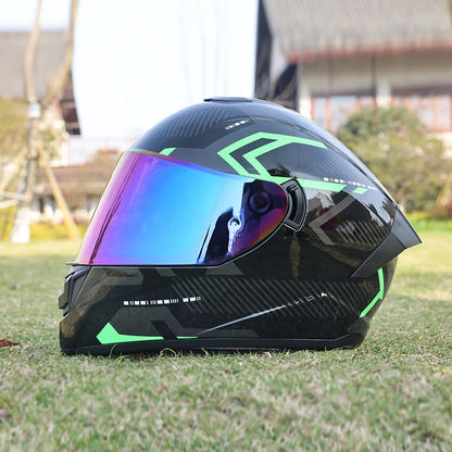 Motorcycle helmet, men's and women's dual lens full helmet, four season couple street bike safety helmet