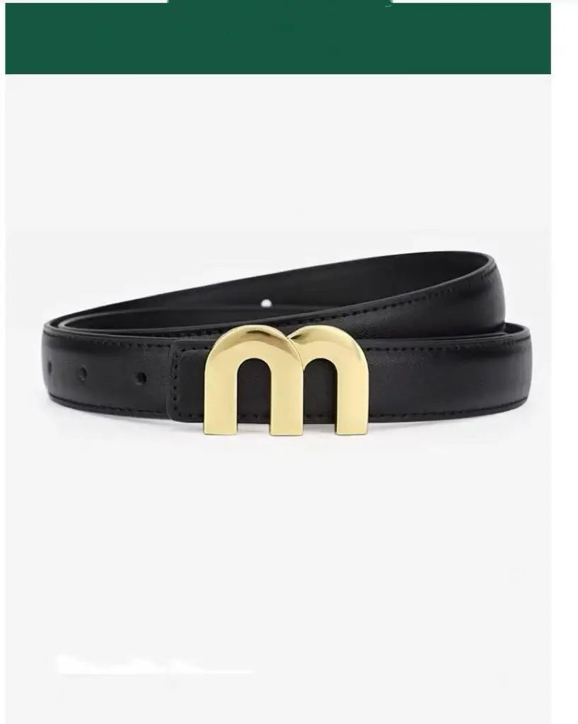 Women's fashion belt high-quality gold buckle is best matched with women's denim belt dress
