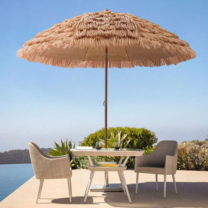 63inch Thatched Garden Umbrella with Tripod Base Beach Umbrella Outdoor Tiki Patio Umbrella for Garden, Lawn, Deck, Backyar
