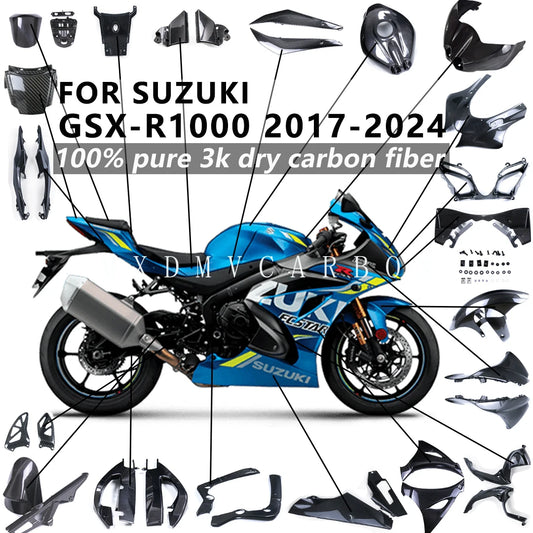 For Suzuki GSX-R1000R L7 2017-2022 2023 2024 Motorcycle 3K Dry Carbon FiberFender Fuel Tank Guard Side Panel Full Fairing Kits