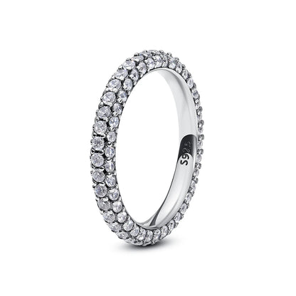 Original 925 Sterling Silver Ring Love Heart Pave CZ Crystal Stackable Rings For Women Wedding Engagement Birthday Gift Jewelry
