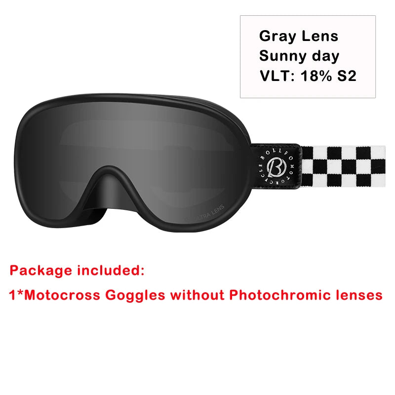 Vintage Motorcycle Goggles Over Glasses Photochromic UV400 Dirt Bike Goggles for Men Women Dual-Cycle Defogging Racing Glasses