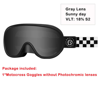Vintage Motorcycle Goggles Over Glasses Photochromic UV400 Dirt Bike Goggles for Men Women Dual-Cycle Defogging Racing Glasses