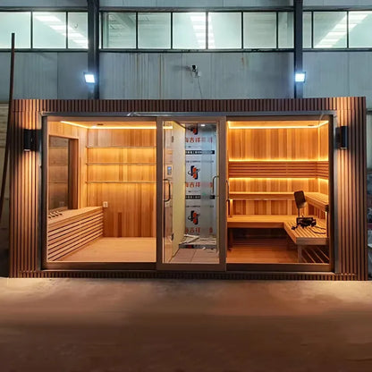 Customization Factory Customization Backyard   Sauna Outdoor with Shower  Authentic  Dry Wet Steam Sauna Room Shower Room 2-4 Pe