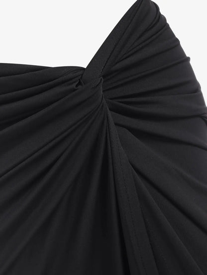 Spring and Autumn New Popular Women's Y2K Knit Off-Shoulder High Stretch Vest Top and Sexy Slit Half Skirt Set