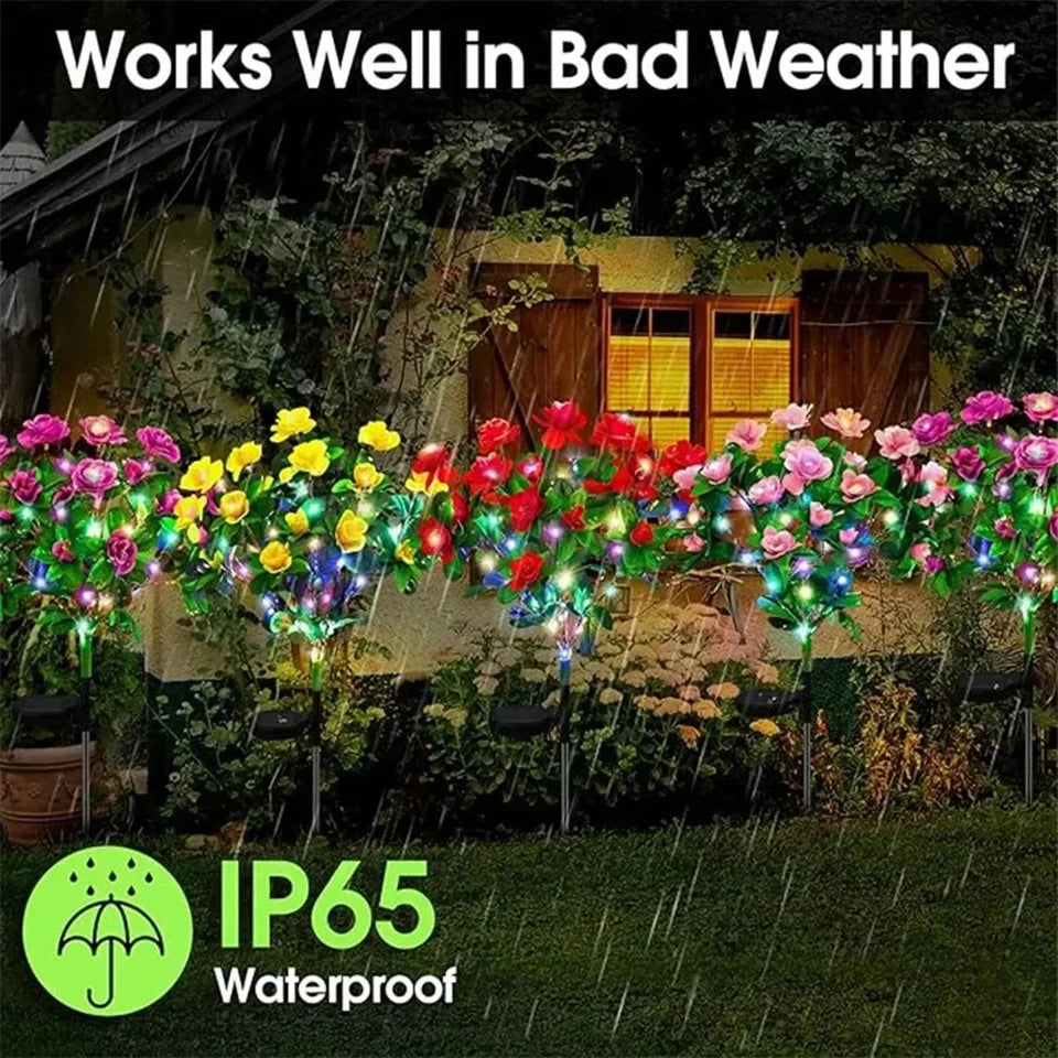 Waterproof LED Azalea Flower Solar Lights Outdoor Landscape Light for Lawn Patio Garden Path Decorative Lighting Best Gift