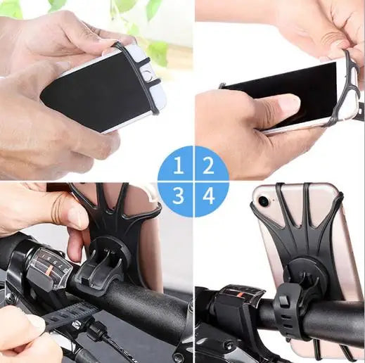 360 Rotatable Bicycle Phone Holder Bike MTB Moto Electric Vehicle Navigation Phone Strap Shockproof Elastic Silicone Holder